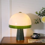 Verdura Dome Table Lamp with Marble Base and Green Glass Accent