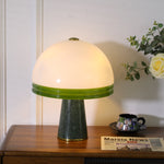 Verdura Dome Table Lamp with Marble Base and Green Glass Accent