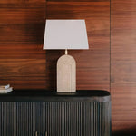 Verdura Travertine Table Lamp – Sculpted Natural Stone Accent Light