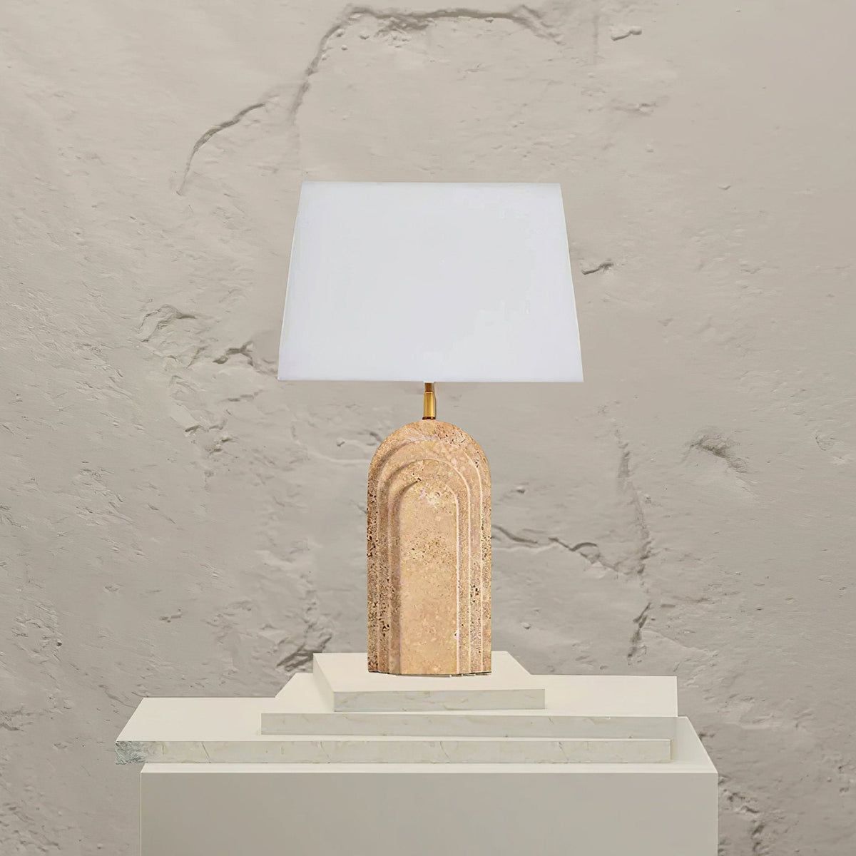 Verdura Travertine Table Lamp – Sculpted Natural Stone Accent Light
