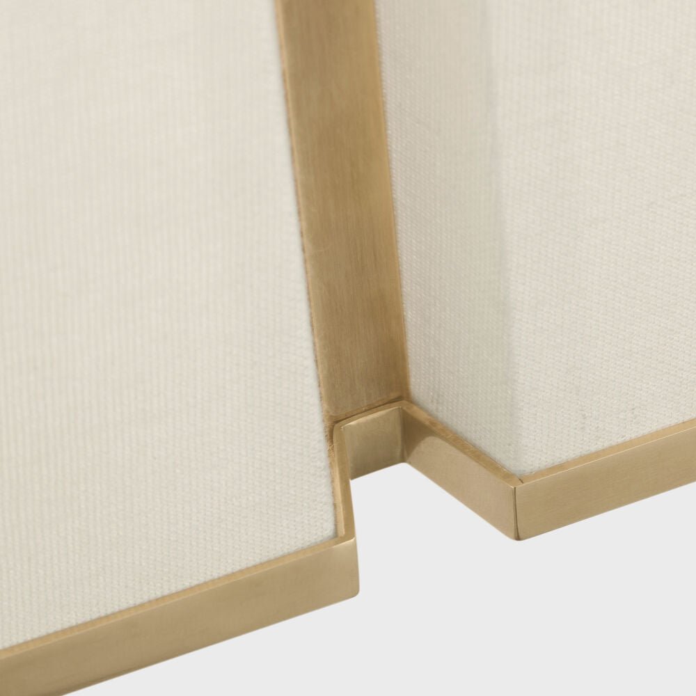 Columnar Fabric Wall Sconce with Gold Accents – Modern LED Lighting