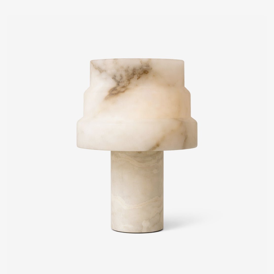Verona Sculptural Alabaster Table Lamp with Gold Accents