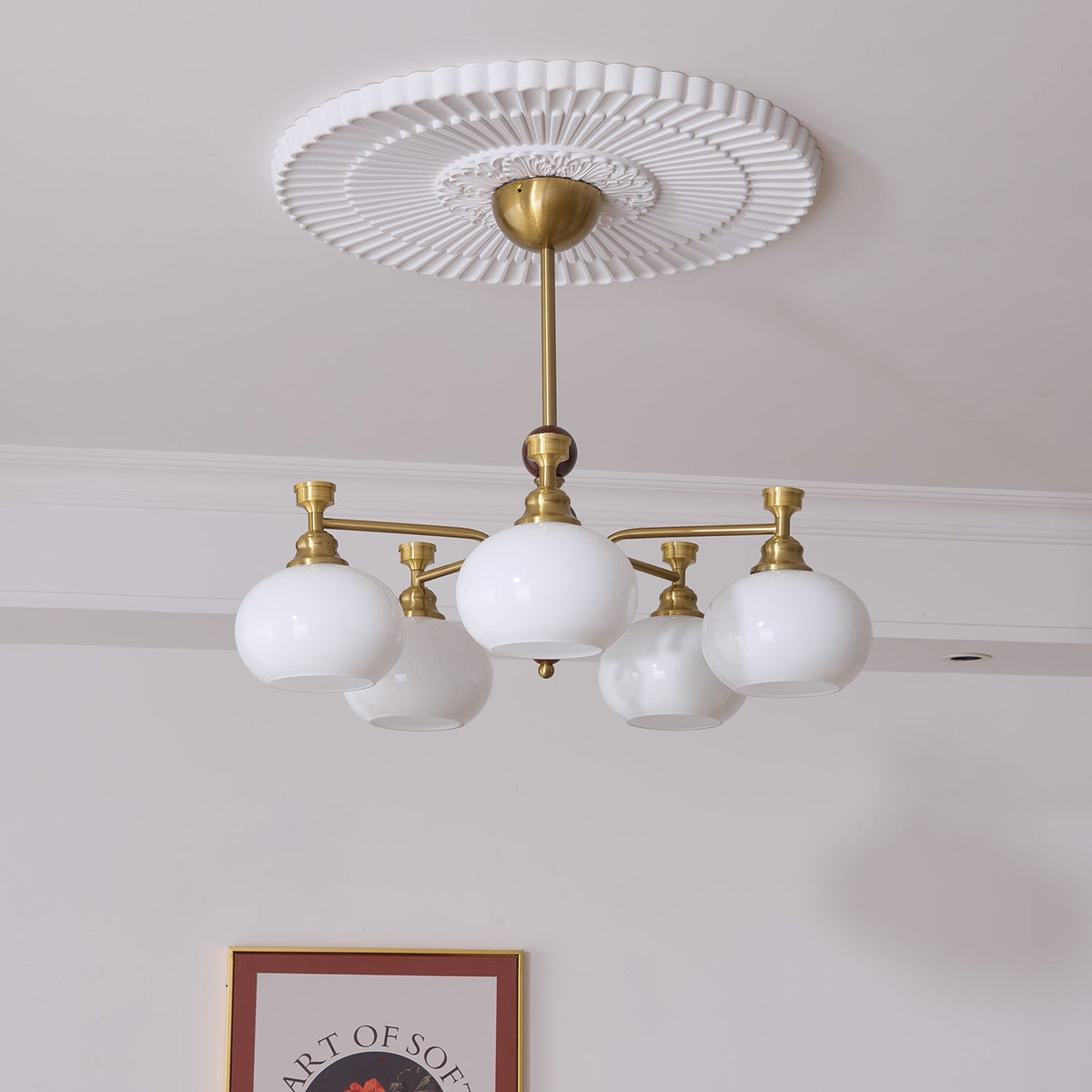 Verona Halo Modern Gold Chandelier with Frosted Glass Globes