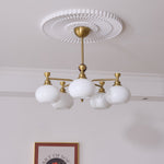 Verona Halo Modern Gold Chandelier with Frosted Glass Globes