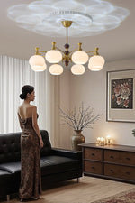 Verona Halo Modern Gold Chandelier with Frosted Glass Globes