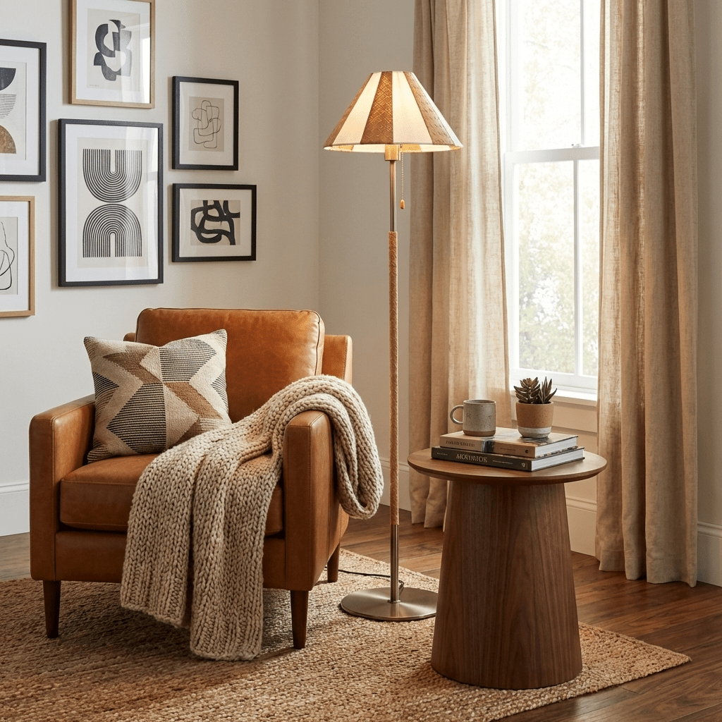 Verona Striped Floor Lamp with Fabric Shade