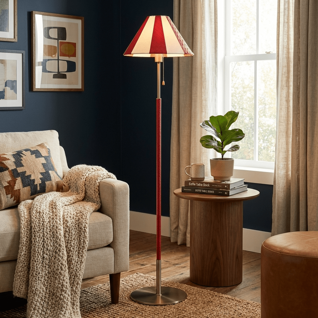 Verona Striped Floor Lamp with Fabric Shade