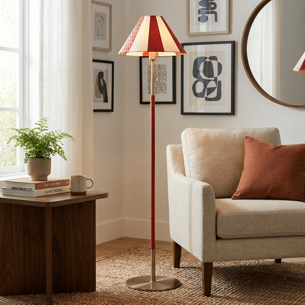 Verona Striped Floor Lamp with Fabric Shade