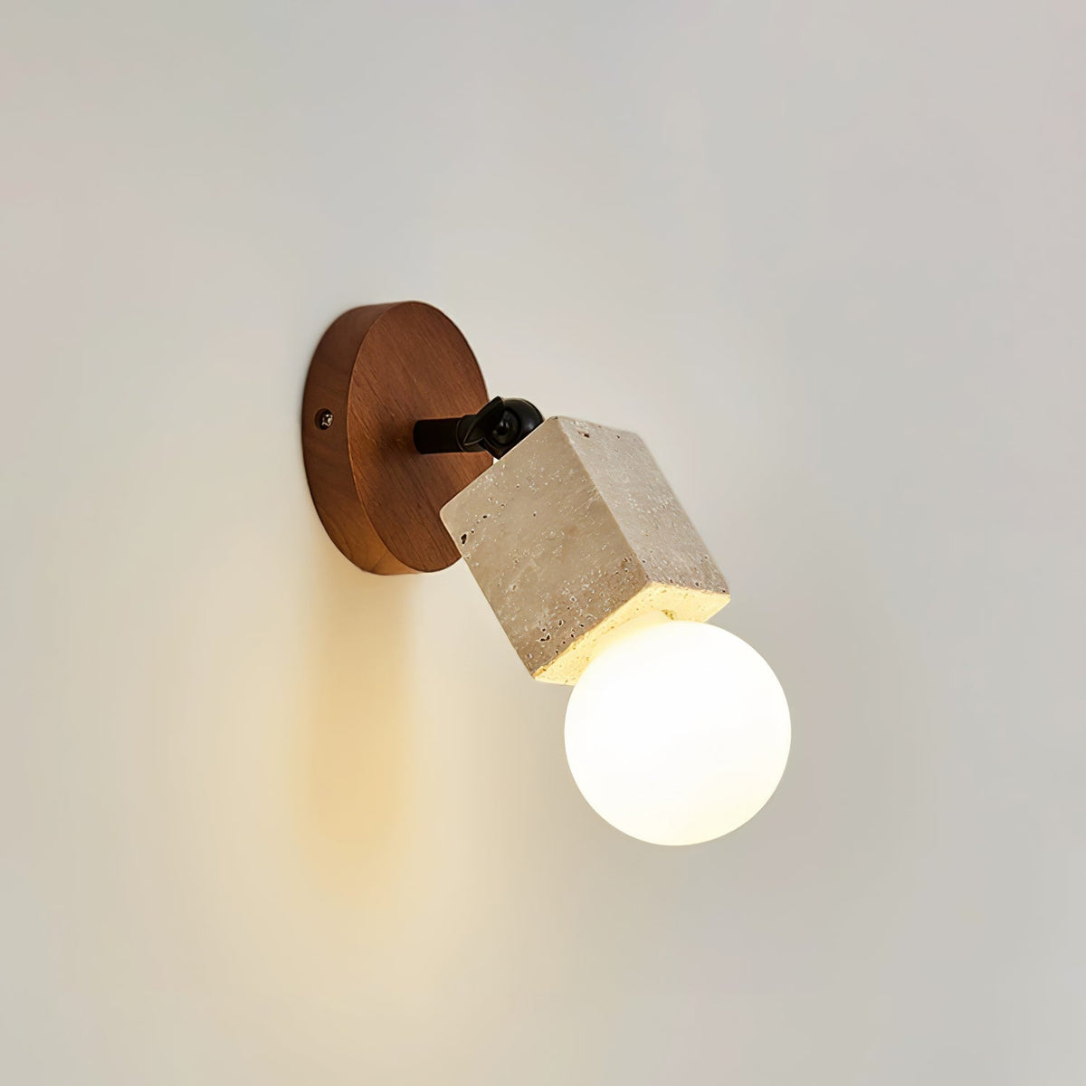 Versa Stone Adjustable Wall Sconce in Travertine and Wood