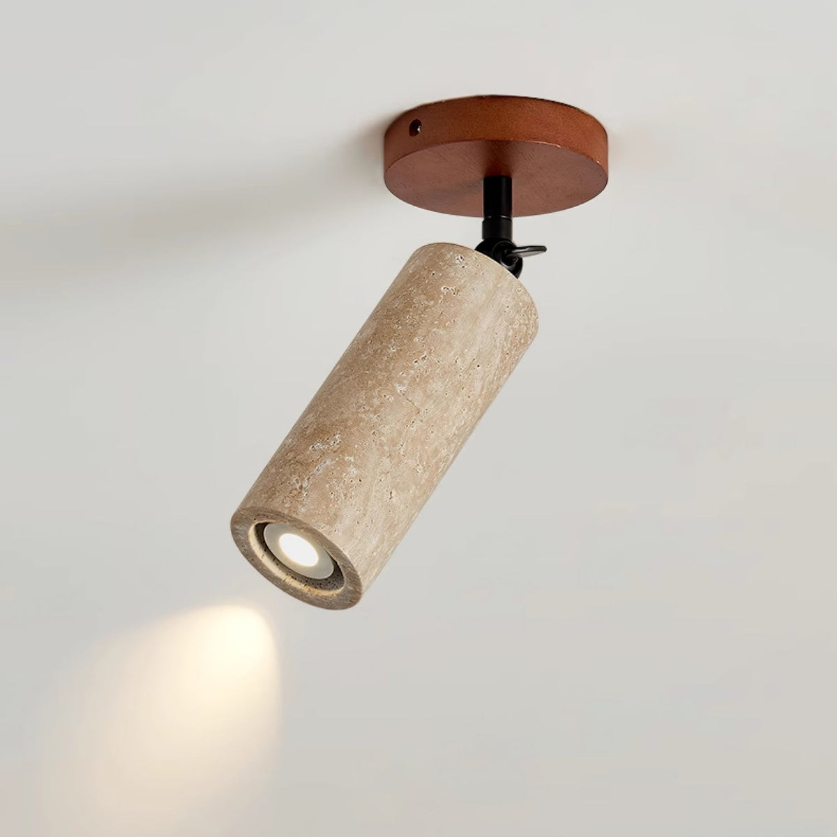 Versa Stone Adjustable Wall Sconce in Travertine and Wood