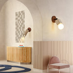 Versa Stone Adjustable Wall Sconce in Travertine and Wood