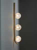 Vertical Balls Bar Wall Sconce in Gold with Clear Glass Globes