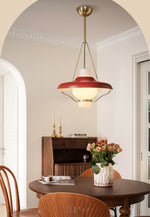 Vespara Pendant Light – Mid-Century Brass & Opaline Glass
