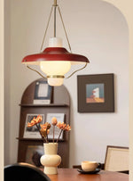 Vespara Pendant Light – Mid-Century Brass & Opaline Glass