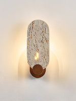 Vesper Travertine Wall Sconce with Walnut Accent