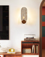Vesper Travertine Wall Sconce with Walnut Accent