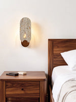 Vesper Travertine Wall Sconce with Walnut Accent