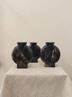Vetra Noir Marble Vase – Sculptural Black Marble Decor with Gold Veining