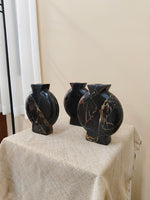 Vetra Noir Marble Vase – Sculptural Black Marble Decor with Gold Veining