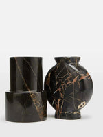 Vetra Noir Marble Vase – Sculptural Black Marble Decor with Gold Veining