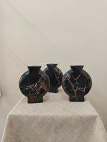 Vetra Noir Marble Vase – Sculptural Black Marble Decor with Gold Veining