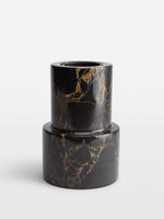Vetra Noir Marble Vase – Sculptural Black Marble Decor with Gold Veining