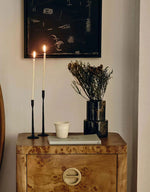 Vetra Noir Marble Vase – Sculptural Black Marble Decor with Gold Veining