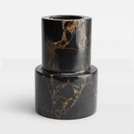 Vetra Noir Marble Vase – Sculptural Black Marble Decor with Gold Veining