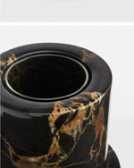 Vetra Noir Marble Vase – Sculptural Black Marble Decor with Gold Veining