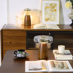 Veyra Modern Walnut Wood Table Lamp with Glass Shade for Bedroom and Living Room