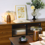 Veyra Modern Walnut Wood Table Lamp with Glass Shade for Bedroom and Living Room