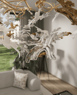 Vine Chandelier — Handblown Crystal LED Pendant Light in Bronze Finish