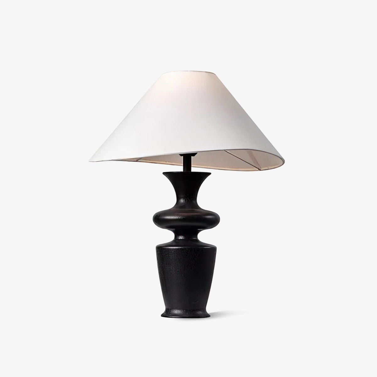 Vino Sculpted Wood Table Lamp with White Fabric Shade