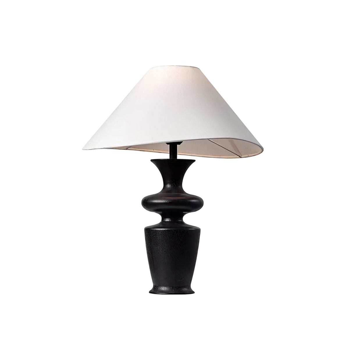Vino Sculpted Wood Table Lamp with White Fabric Shade