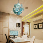 Vintage Murano Blue Glass Disks Chandelier