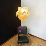 Vintage Murano Gold Glass Disks Chandelier