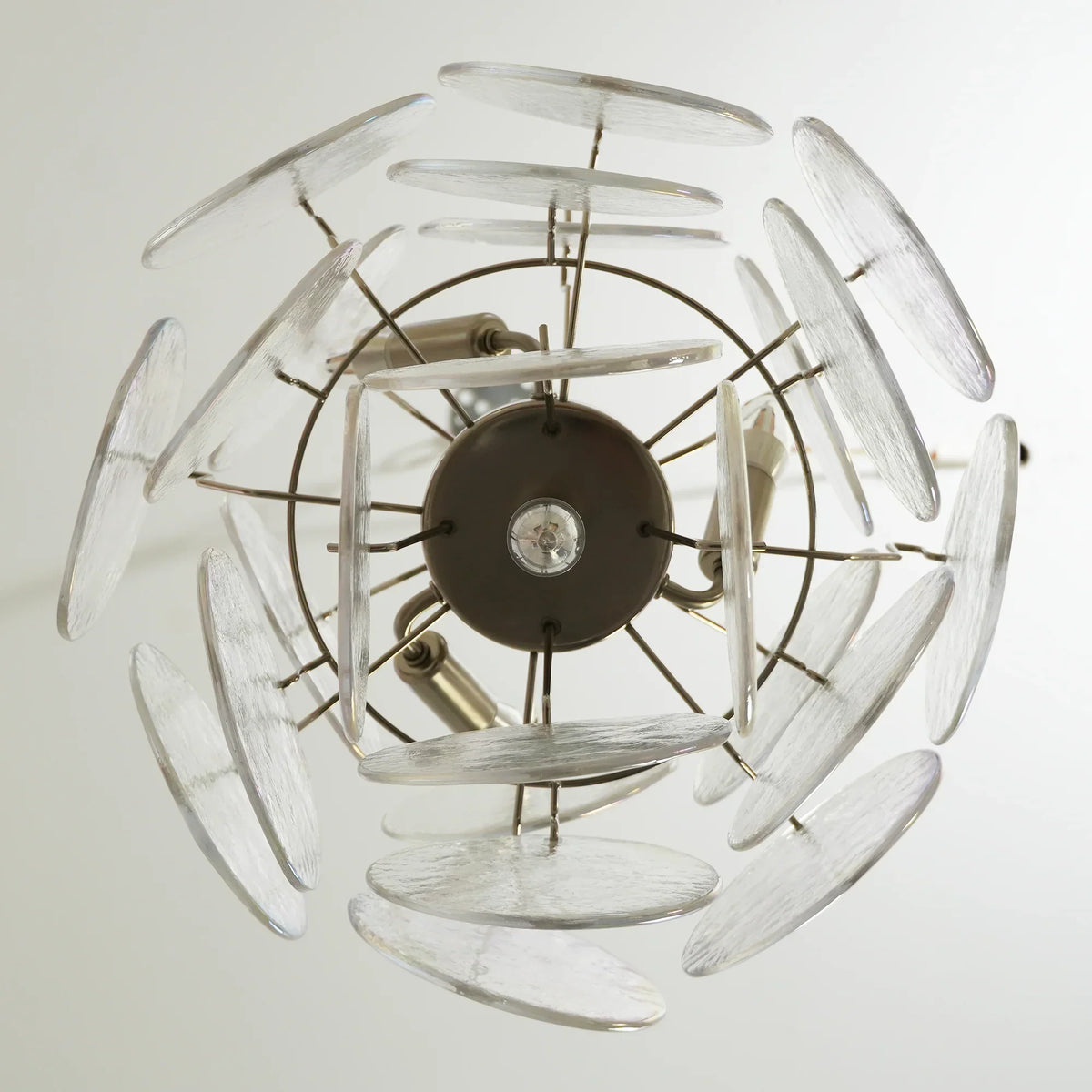 Vintage Murano Iridescent Glass Disks Chandelier