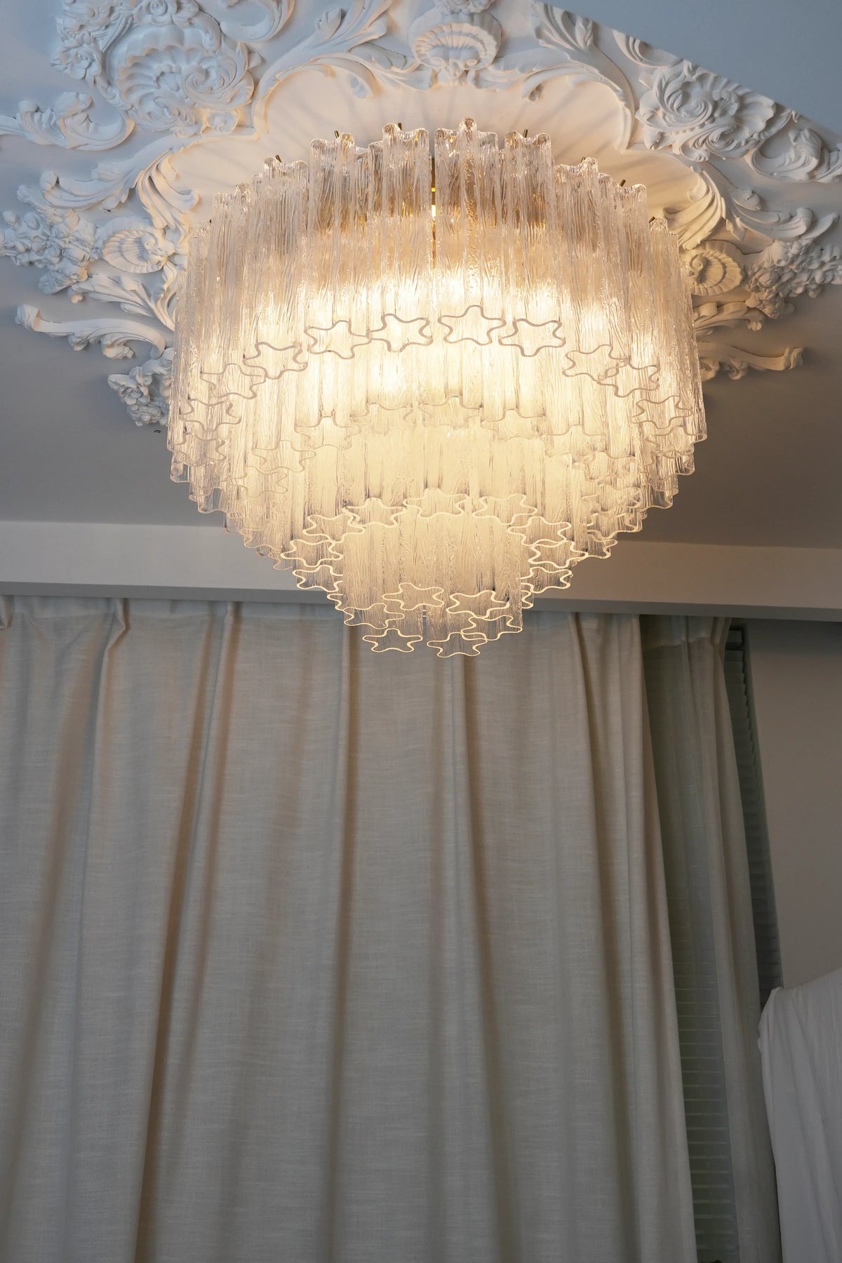 Vintage Murano Transparent Glass Ceiling Light