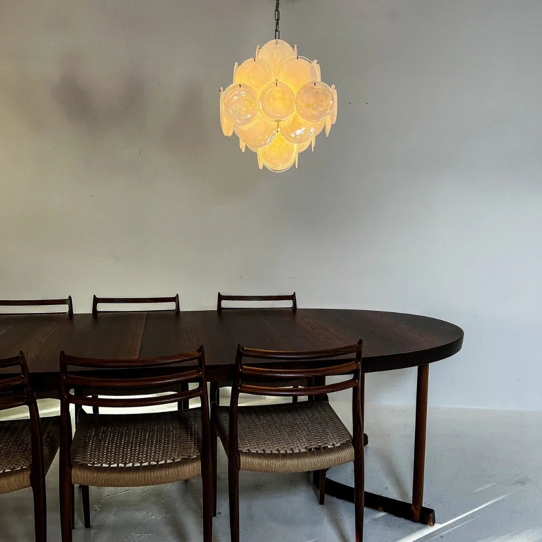 Vintage Murano White Disks Chandelier