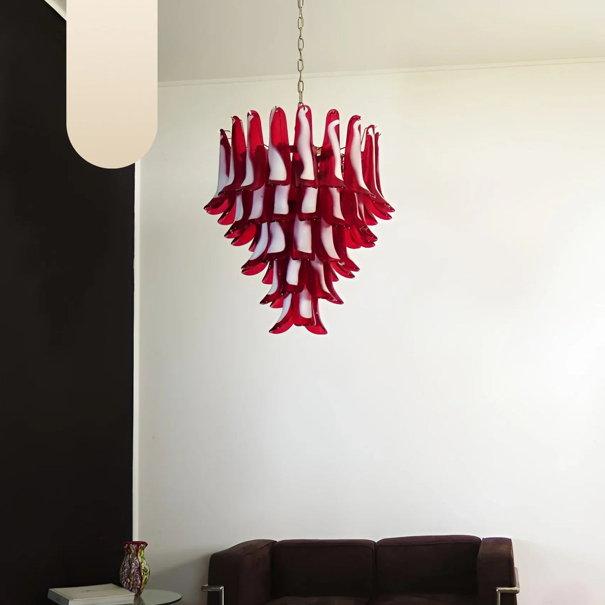 Vintage Red Murano Glass Petals Chandelier