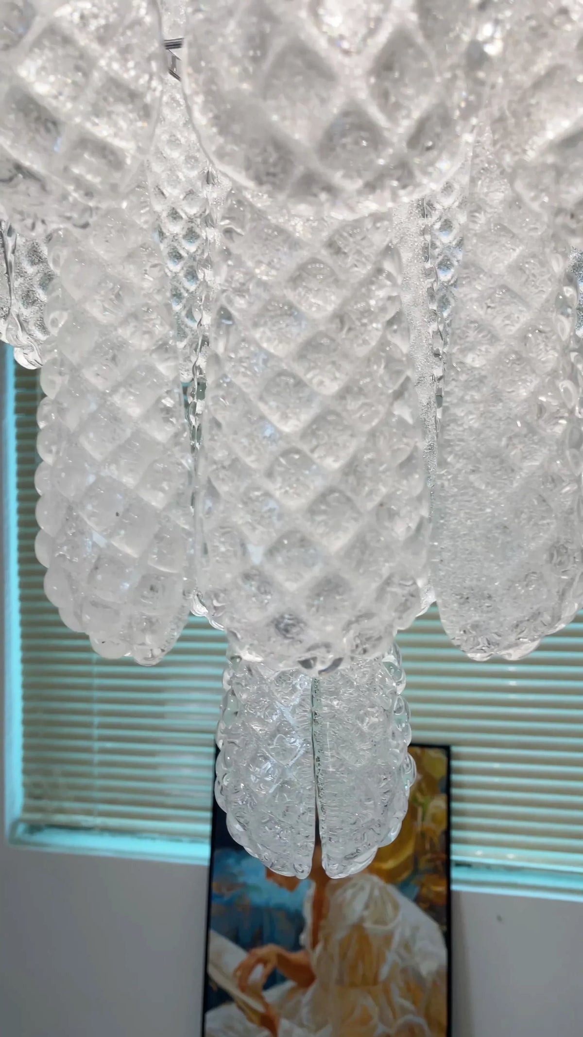 Vintage Transparent Murano Glass Petals Drop Chandelier