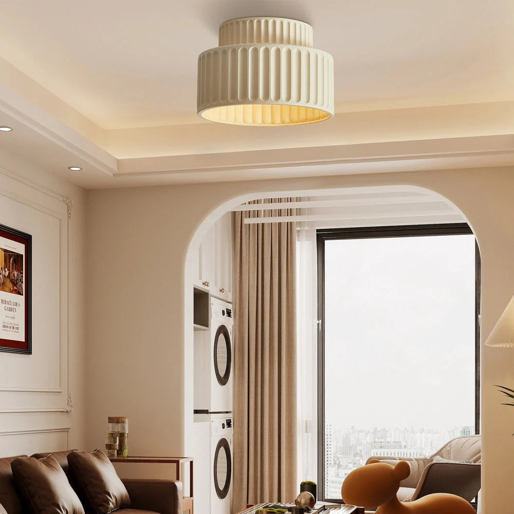 Vintage Cream Style Drum Ceiling Lamp