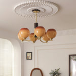Caramel Globe Chandelier – Six-Light Brass & Glass Pendant for Dining and Living Spaces