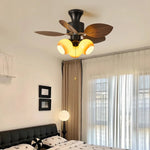 Botanical Vintage Ceiling Fan Light with Glass Shades