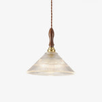 Ripple Glass Pendant Light with Walnut Accents for Modern Interiors