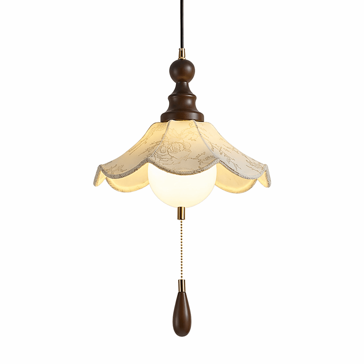 Scalloped Floral Pendant Light – Vintage-Inspired Designer Illumination