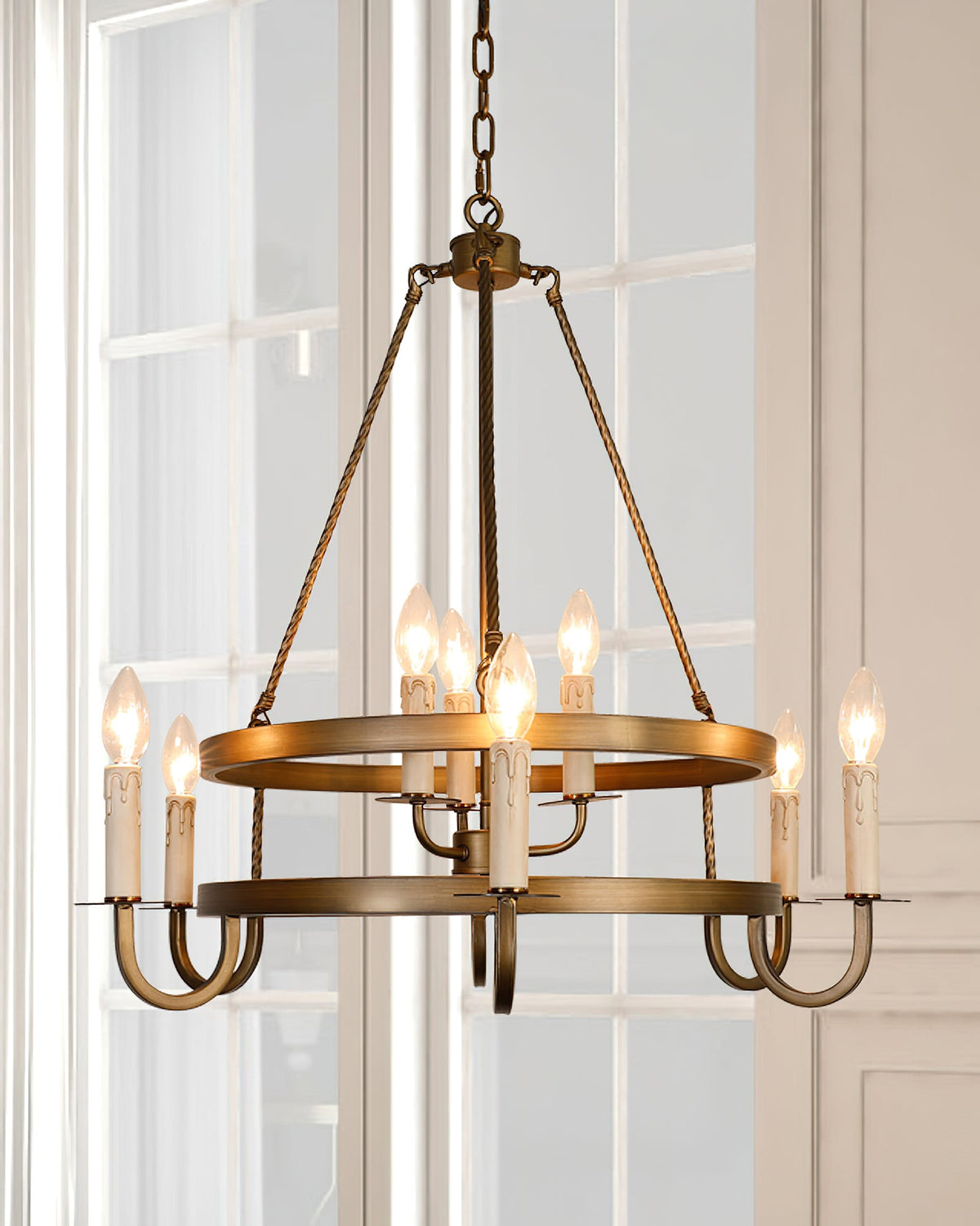 Vintage Voyager Chandelier – Industrial Brass Pendant Light for Modern Interiors