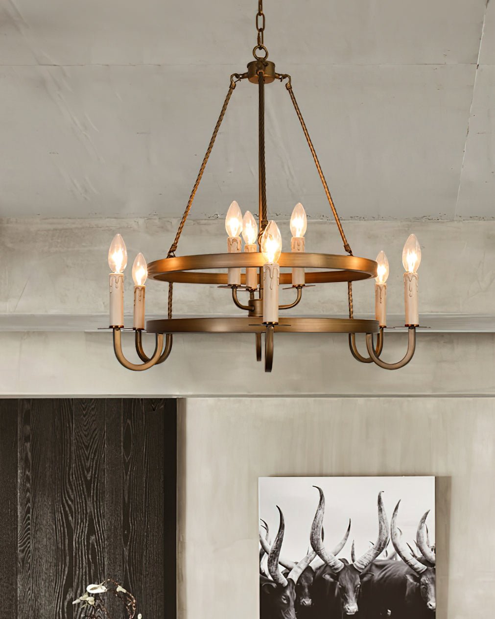 Vintage Voyager Chandelier – Industrial Brass Pendant Light for Modern Interiors