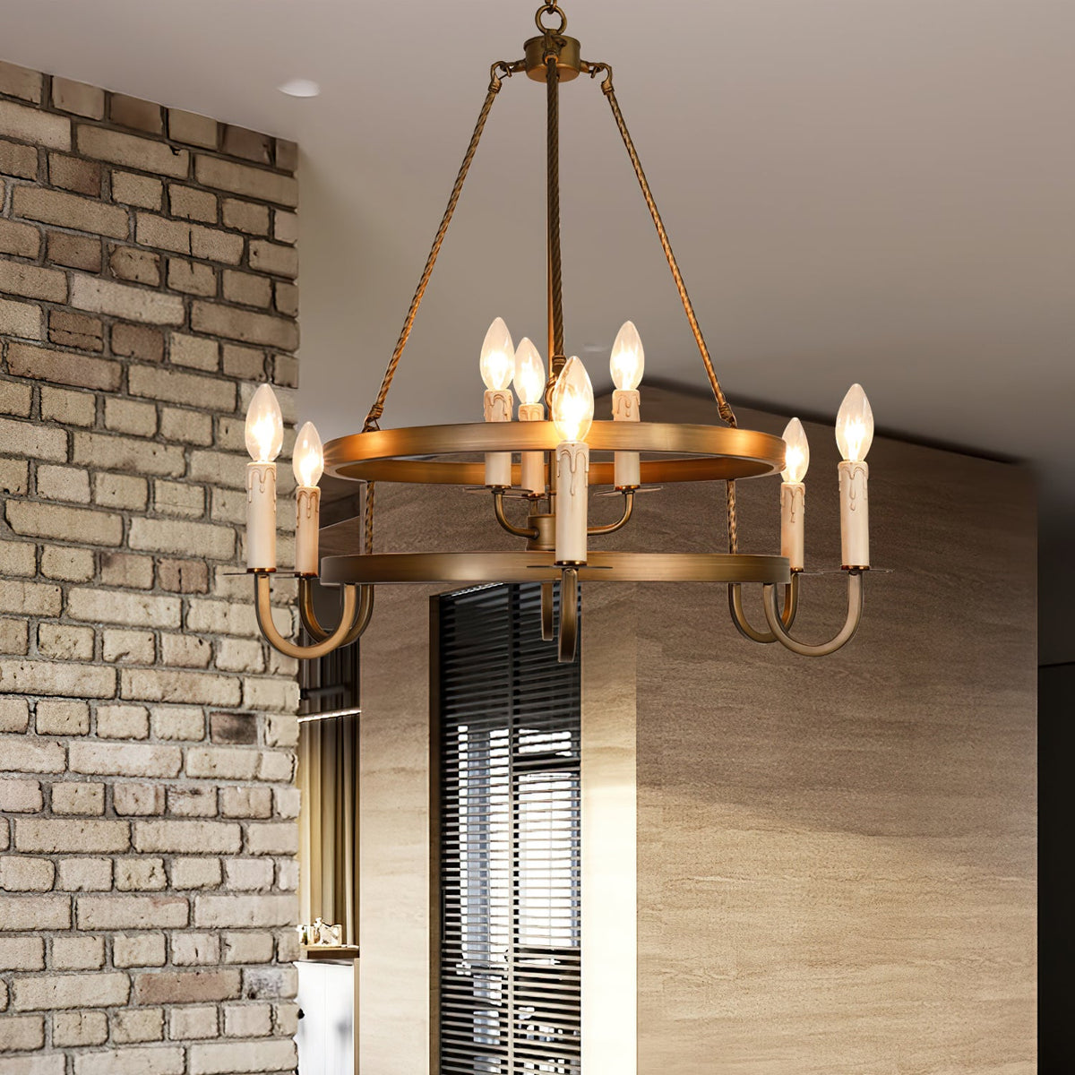 Vintage Voyager Chandelier – Industrial Brass Pendant Light for Modern Interiors