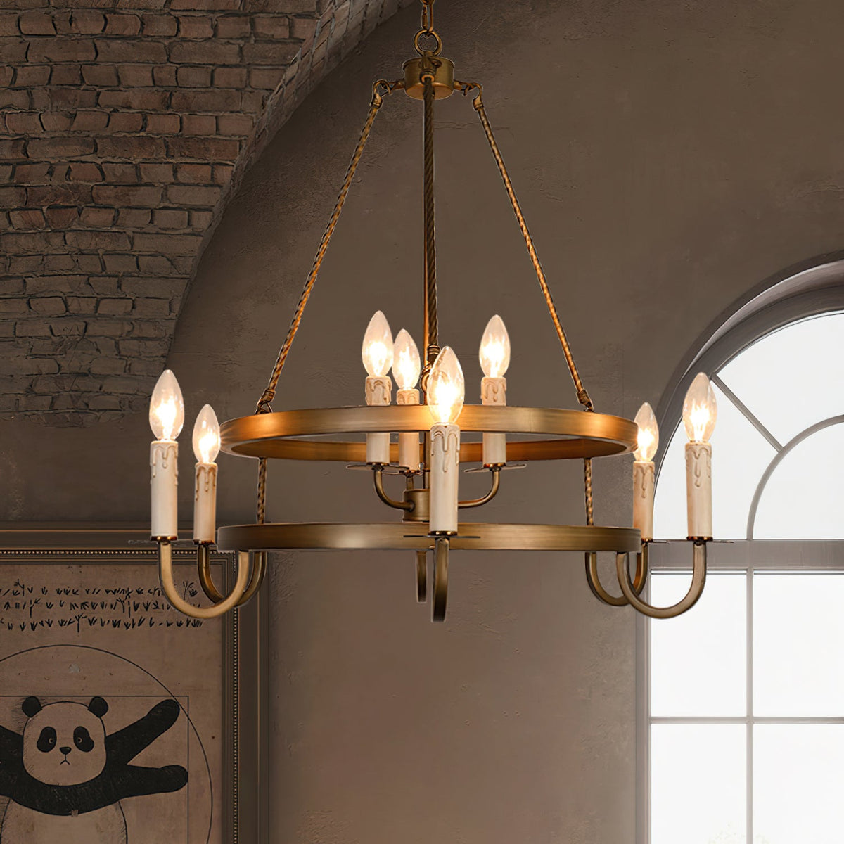 Vintage Voyager Chandelier – Industrial Brass Pendant Light for Modern Interiors